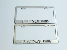 2 pcs Silver License Plate Frame for 3D Lexus Logo 