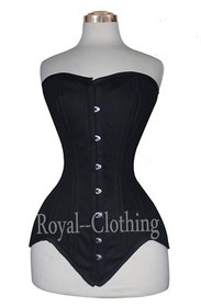 Double Steel Boned Heavy Duty Long Line Overbust waist Trainer Cotton Corset