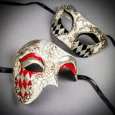 Silver RED Phantom Opera Musical Venetian Masquerade Halloween Couple Mask K45