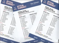 Official Teamsheet 24 Apr. 2024 Premier League CRYSTAL PALACE v NEWCASTLE UNITED
