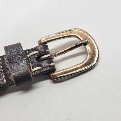 Amiee Lynn Leather Belt 32 M Brass Buckle Stitched  display picture 3