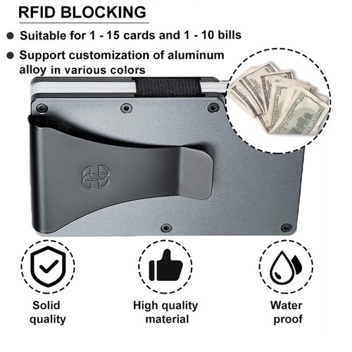 Men Metal Wallet Smart Aluminum RFID Blocking Credit Card Holder Money Clip - Picture 95 of 98