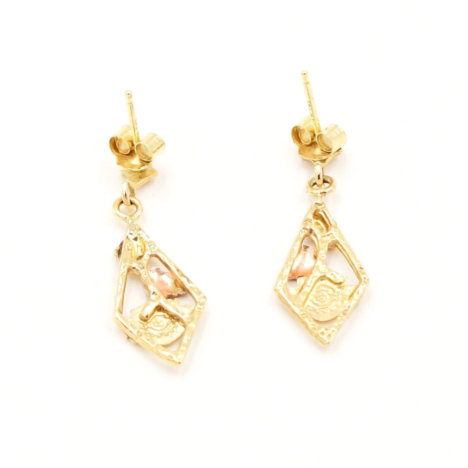 14k Tri Color Gold Harley Davidson Motor Cycles Dangle/Drop Earrings - Image 3 of 4