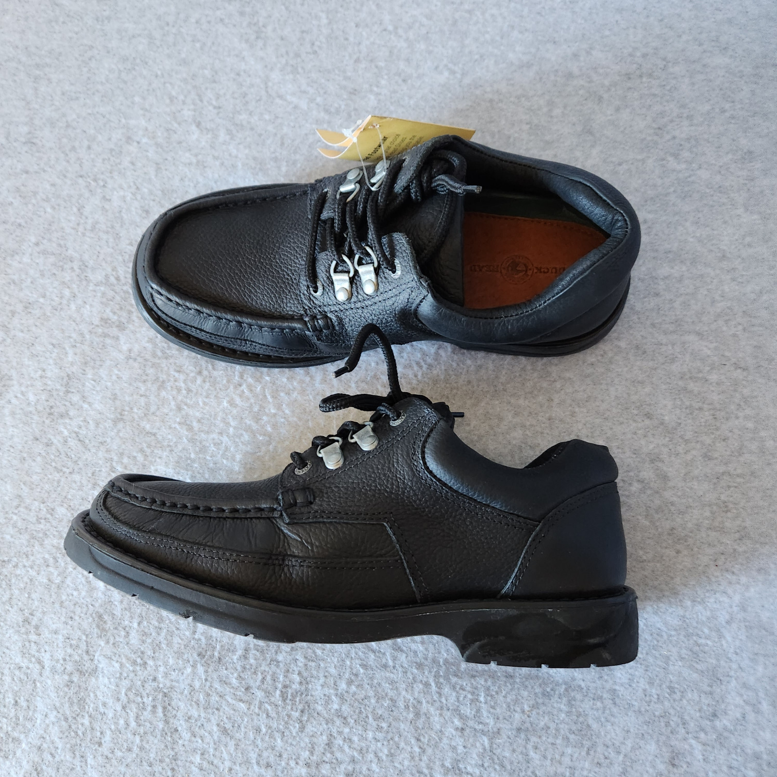 SAOLA Scarpa comoda in pelle Duck Head Logan cucita a mano imbottita stringata nera da uomo US9E4 nuova con etichette