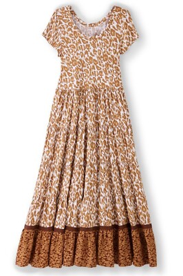 Soft Surroundings Kara Dress 3X White Mocha Leopard Tiered Maxi Animal Print NEW