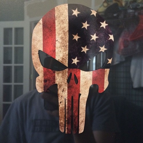 Punisher Skull Sticker American Flag USA Sniper Bumpersticker Gloss Vinyl - Picture 4 of 10