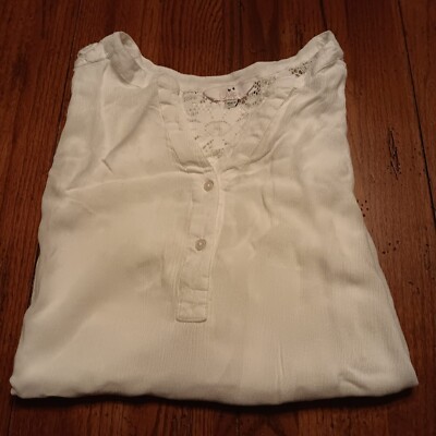 Julipa White Henley Neck Sleeveless Top Size 12