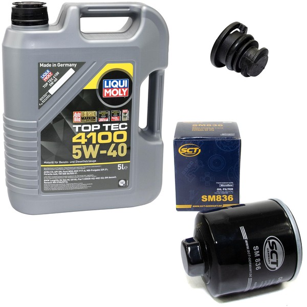 MotoröL Set 5W-40 5 Liter + ÖLfilter SM 836 + Schraube FüR Skoda Superb III 1.4-image