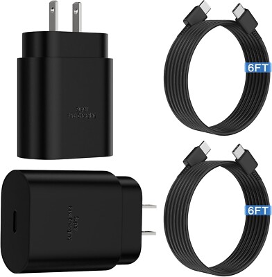 2 Pack Super Fast Charger 6ft Cable USB Cord for Galaxy A06 A14 15 16 25 35 55