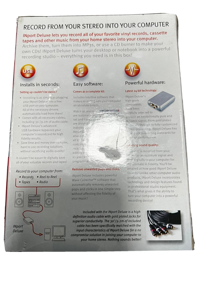  Record From Your Stereo To Your Computer inport deluxe audio recording kit NEW - Image 3 of 4