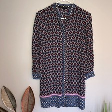 Zara Viscose Button Down Long Sleeve Printed Dress