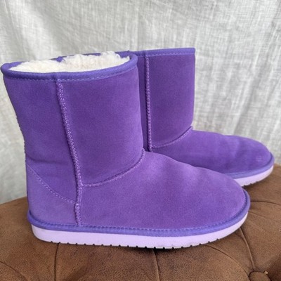 Koolaburra by UGG Boots Girls 5 Purple Suede Lined Winter Boots Excellent