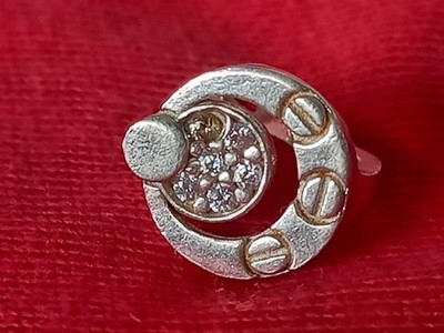 Paar Ohrringe 925 Sterling Silber Schraubform und Brillanten