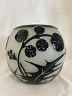 Steuben Mirror Black & Alabaster Art Deco Vase Nedra Pattern