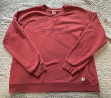 Vntg Women  s Carhartt Pullover Sweatshirt Burgundy / Red - 2XL