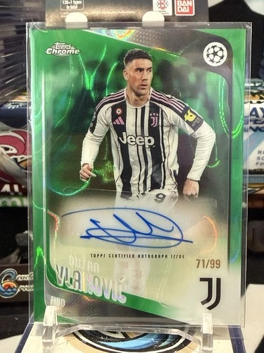 Dusan Vlahovic 2025-26 Topps Chrome UEFA UCC Auto Green Lava Refractor /99 TZ