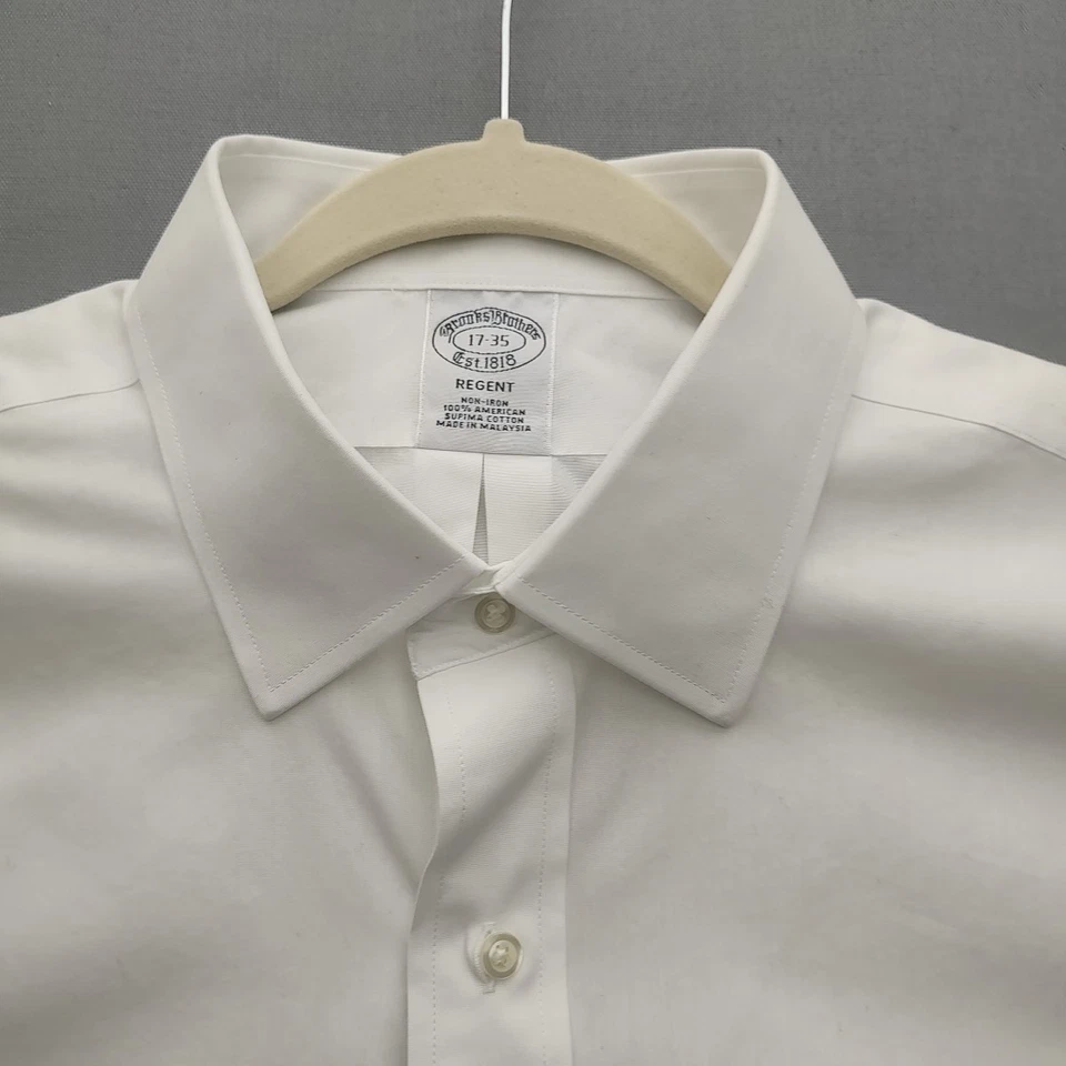 Camisa de vestir blanca para hombre Brooks Brothers Regent sin hierro 17-35 Foto 2 de 4