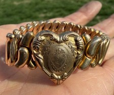 WW2 Vtg Speidel Phoenix Heart Gold Filled Sweetheart Expansion Stretch Bracelet