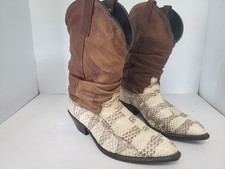 VINTAGE DINGO WOMENS SNAKESKIN  LEATHER SLOUCH WESTERN BOOTS, SIZE 9