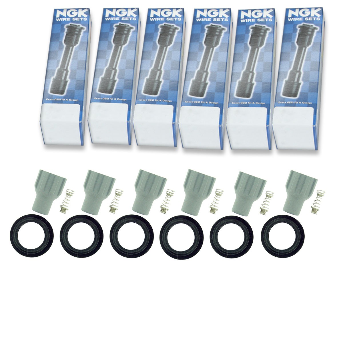 6 pcs NGK Ignition Coil Boot for 2007-2009 Saturn Aura 3.6L V6 - Direct wt