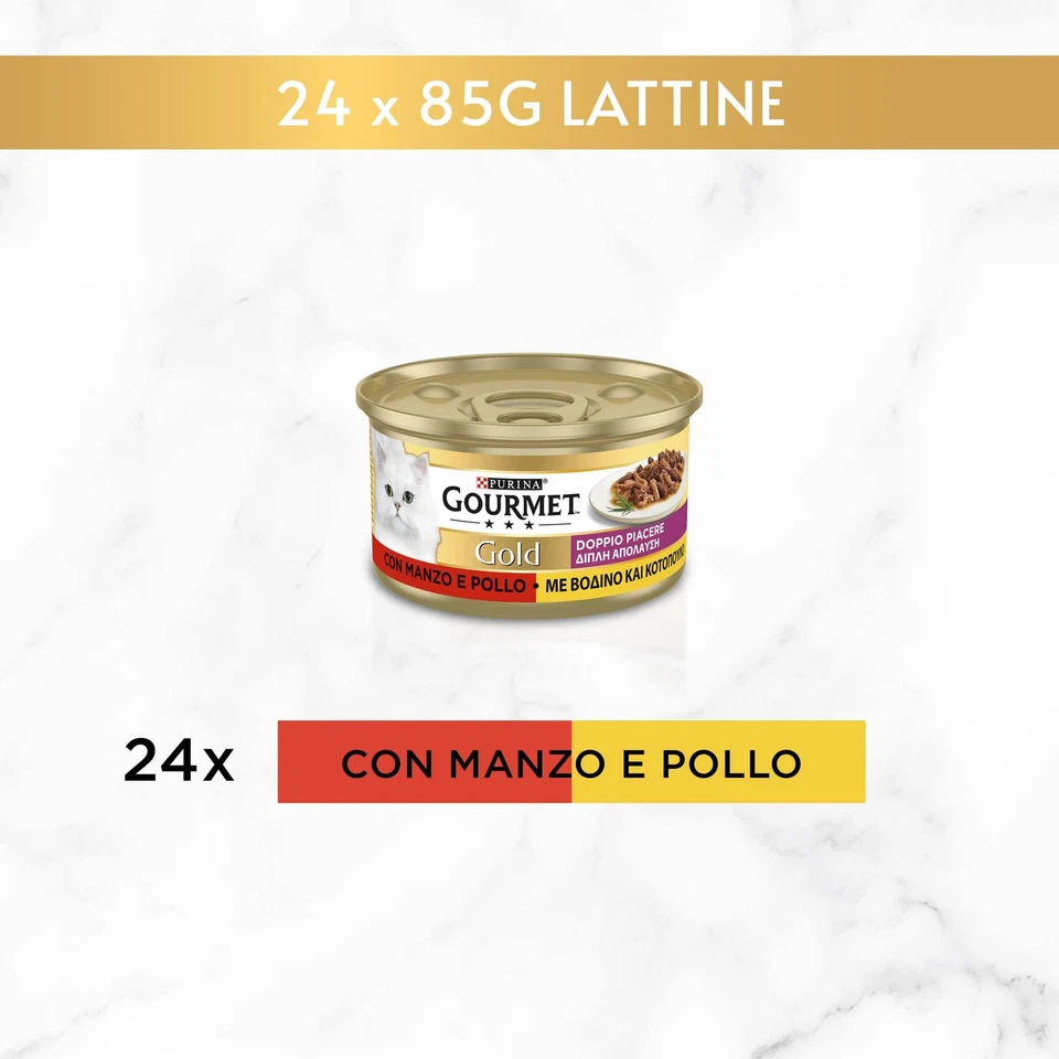 Purina Gold Doppeltes Vergnügen feucht Katze Rindfleisch und Huhn 24 Dosen à ... - Bild 2 von 4
