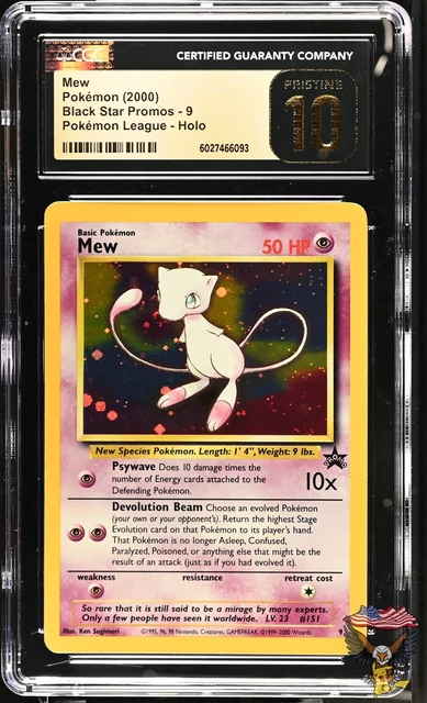 Mew 9 Holo Pokemon League Black Star Promos 🌀Mouth Swirl CGC 10 Pristine