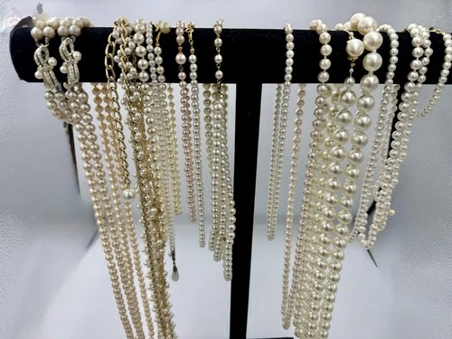 Lot of Vintage to New Faux Pearl Necklaces and Bracelets Costume Jewelry