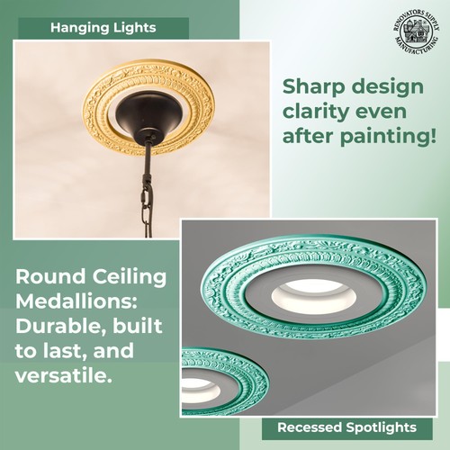 Recessed Spot Light Trim White Urethane Recessed Decorative Ceiling Medallion... - Picture 3 of 9