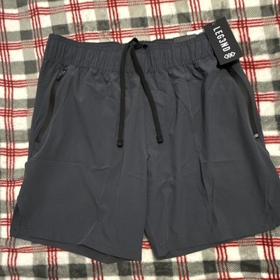 Leg3nd Men's Gray Drawstring Elastic Waist Shorts Pockets Solid Regular Fit
