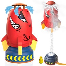 Water Rocket Sprinkler Toy Kid Outdoor Summer Play Yard Garden Fountain Launcher