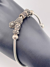 925 STERLING SILVER 6 CHARMS MARCASITE DANGLE...