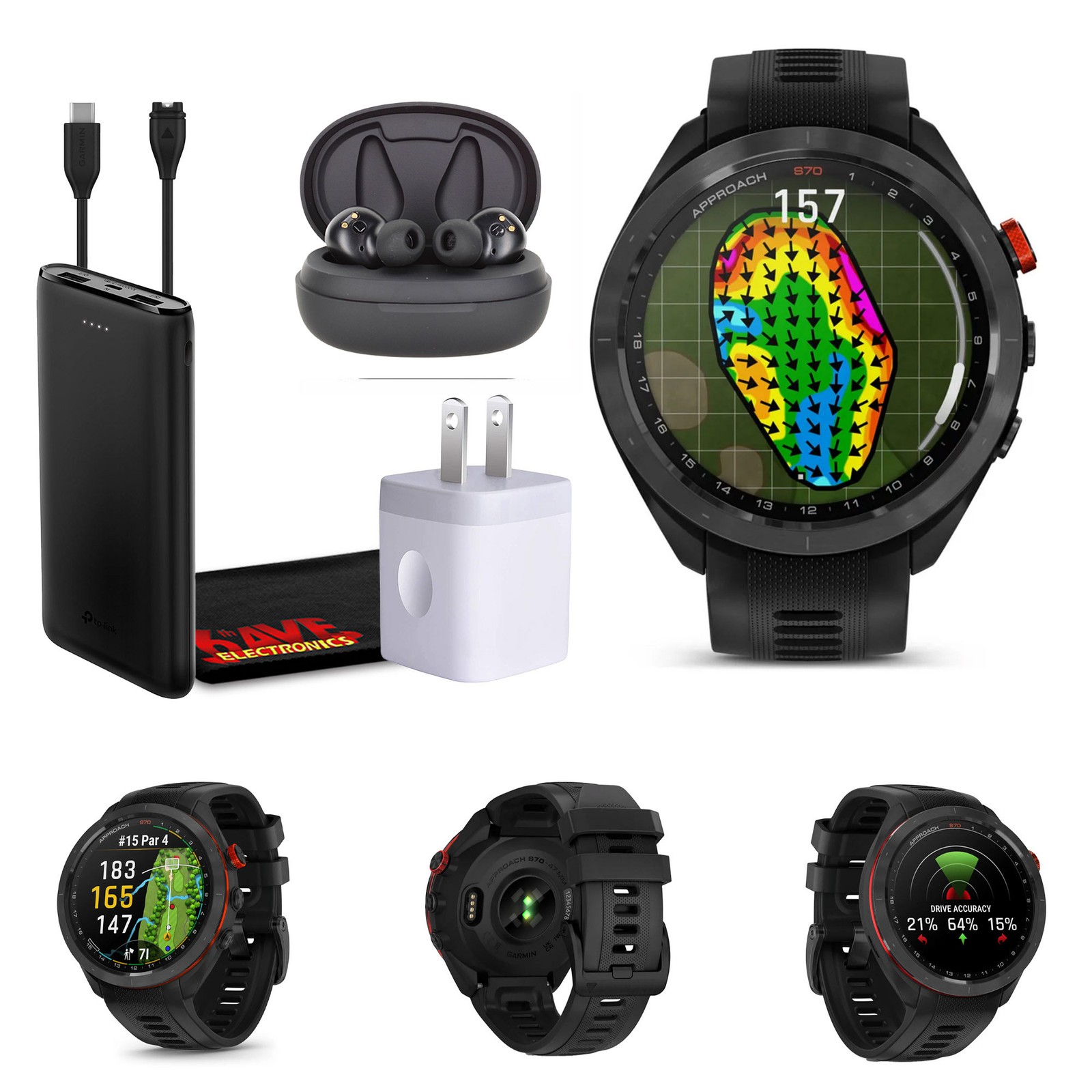 Умные часы Garmin Approach S70 с 47-миллиметровым фитнес-трекером и GPS-навигатором для гольфа для мужчин-Черный