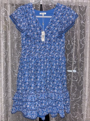 Max Studio Dress Blue With Floral Pattern Size S