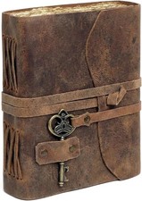 Vintage Leather Journal - Handmade Refillable Leather Bound Notebook with Deckle