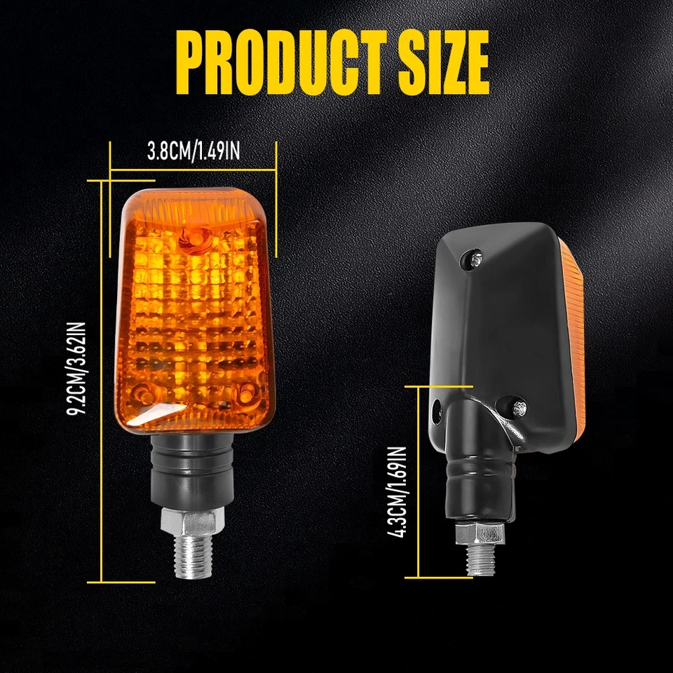 Luces de señalización de giro ámbar para motocicleta 4 piezas amarillas impermeables M10 súper brillantes Foto 2 de 4