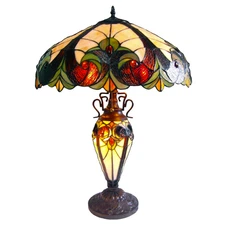 CHLOE Lighting LIAISON Tiffany-style 3 Light Victorian Double Lit Table Lamp...