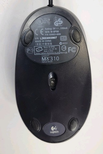 Logitech MX310 Optical Wheel Mouse Black Silver USB Mouse M-BP86 Tested Works - Picture 7 of 8