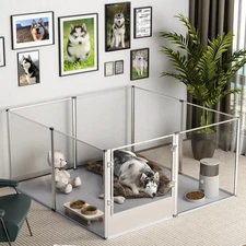 Indoor Acrylic Whelping Playpen Large Pet Fence Crate Kennel Pen Box 32in Taller