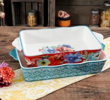 The Pioneer Woman Spring Bouquet Rectangular Baking Casserole Dishes  2- Pc Set 