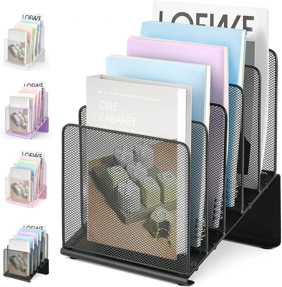 File Organizer for Desk, File Folder Organizer with 5-Section Vertical ...