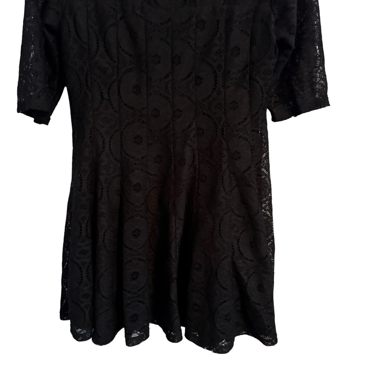 rabbit rabbit rabbit designs lace dress Rabbit Rabbit Rabbit Design 3/4 Sleeve Lace Fit + Flare Dress Black Size 12
