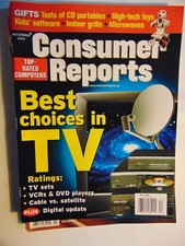 CONSUMER REPORTS Magazine December 1999 Best TV Choices High-tech toys-Microwave