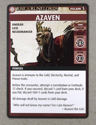 1 x Karte Pathinder Rise of the Runelords 5 - Azaven Undead Lich Necromancer