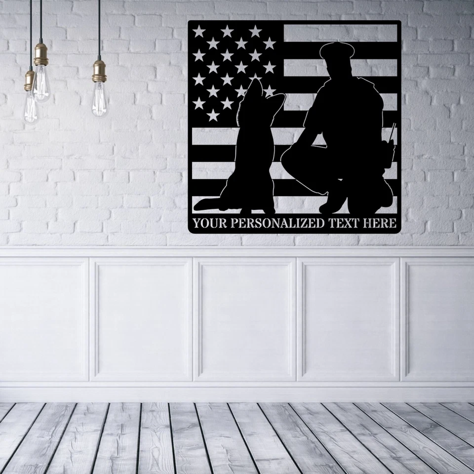 Letrero metálico con nombre de policía personalizado. Arte de pared personalizado K-9 oficial de policía regalo Foto 3 de 4