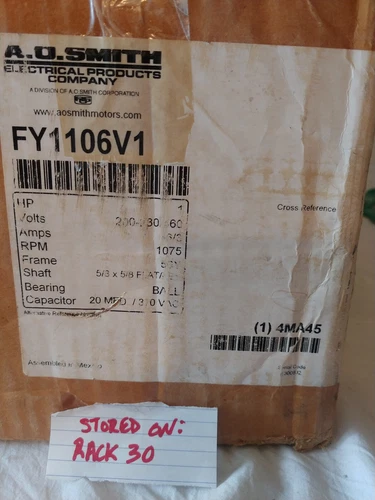 AO Smith FY1106V1 1 HP 1075 RPM Fan Motor 1 Phase 200-230/460 V