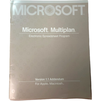 Vtg Microsoft Multiplan Electronic Spreadsheet Program Ver 1.1 Addendum Manual