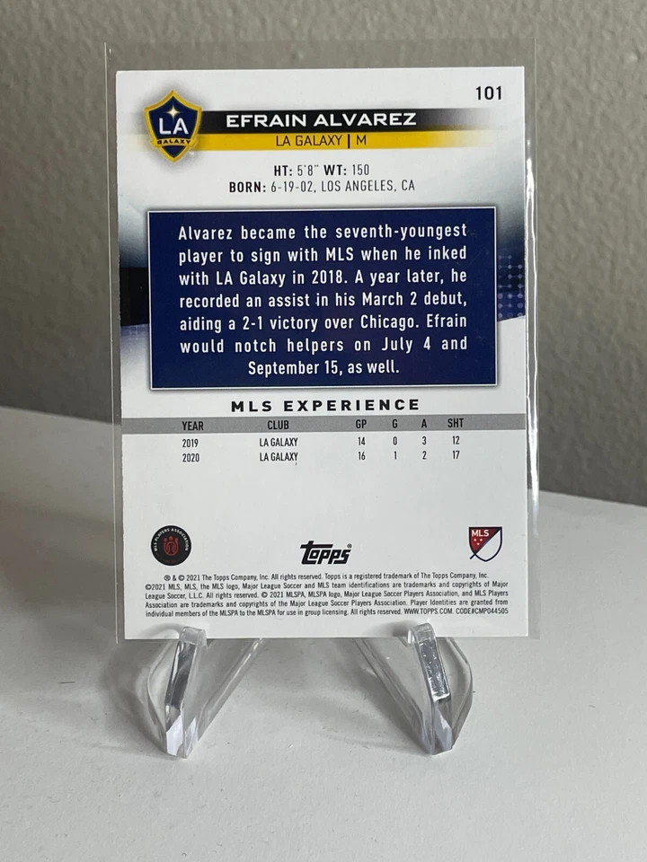 Efrain Alvarez ICY WHITE FOIL 2021 Topps MLS Major League Soccer 101 Mexico Holo - Image 2 of 2
