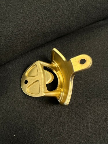 Wall Mount Bottle Opener Old-Timey Brushed Satin Brass - Picture 2 of 2