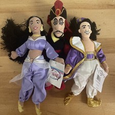 The Disney Store Aladdin Jasmine  Jafar Mini Bean Bag Plush Toy Lot NWT