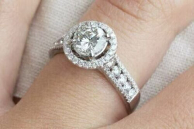 Engagement Ring Bridal 14K White Gold 2 CT Round Cut Moissanite Size 7.5